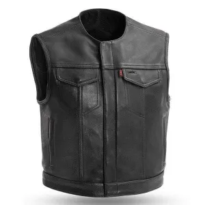 Black Large Mens Leather Motorcycle Vest