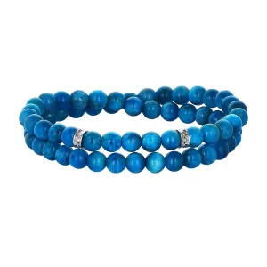 Blue Apatite Double Beaded Bracelet