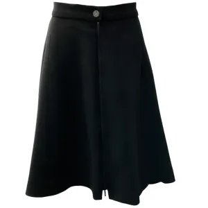 Chanel Black Silk Double Zipper Skirt