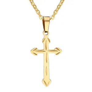 Classy Men Gold Orthodox Cross Pendant Necklace