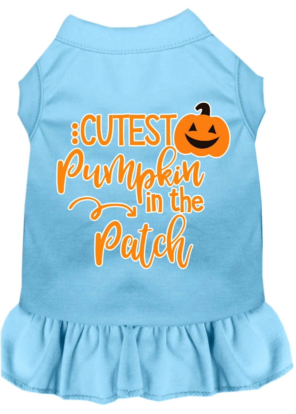 Cutest Pumpkin In The Patch Screen Print Dog Dress Baby Blue Xxl