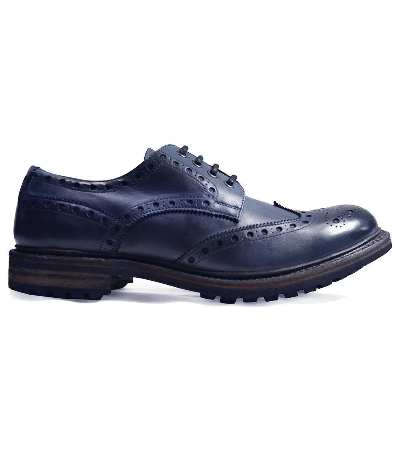 DOUGLAS Blue Heavy Cow Crust Leather Oxfords by Paul Malone