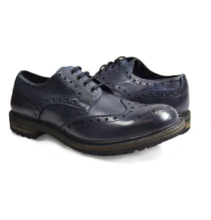 DOUGLAS Blue Heavy Cow Crust Leather Oxfords by Paul Malone