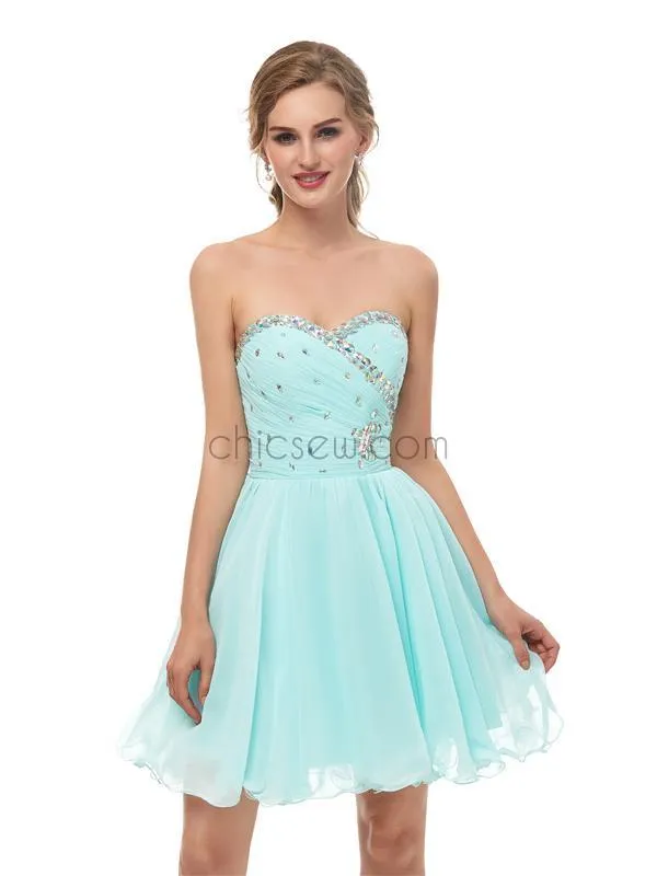 Fashion Sweetheart Backless Chiffon A Line Short Homecoming Dresses XDM1141