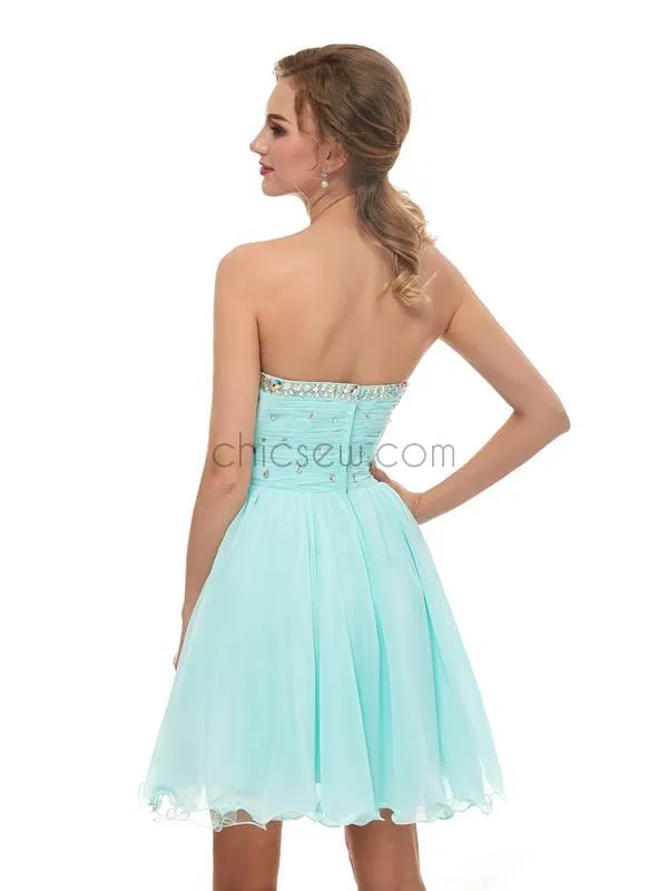 Fashion Sweetheart Backless Chiffon A Line Short Homecoming Dresses XDM1141