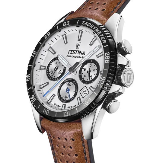 Festina Timeless Chronograph Leather Chronograph Mens Watch I Model F20561/1 Quartz Movement