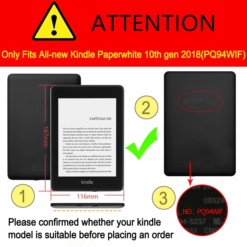 For New Kindle Case PQ94WIF Paperwhite 4 10th Generation 2018 Released 6" Inch Smart Cover Protective Shell Flip E-book Capa