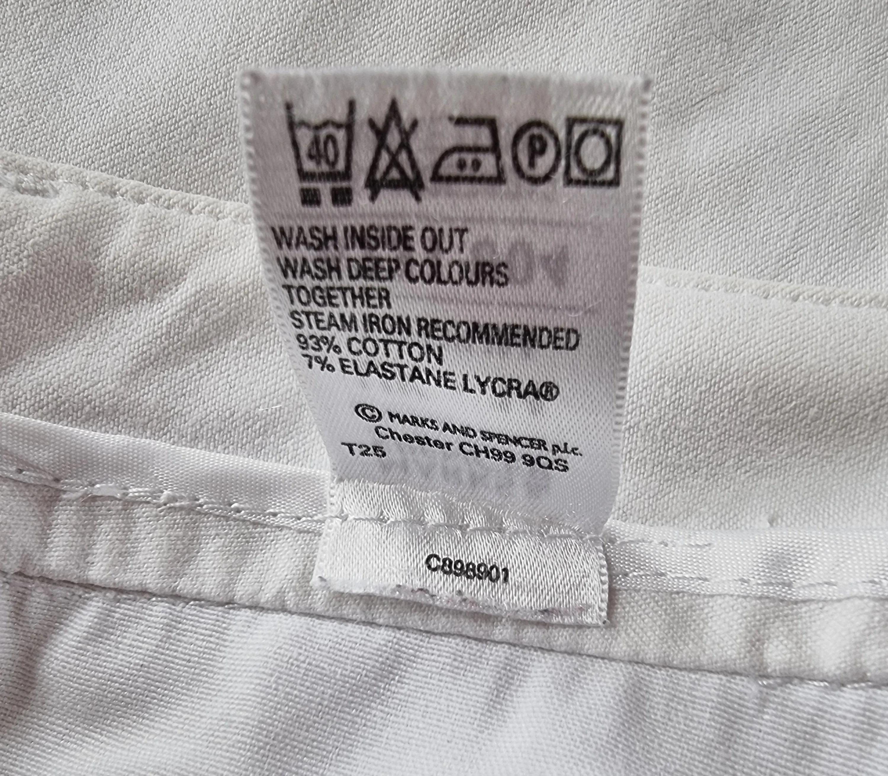 Marks and Spencer White Cotton Stretch Straight Leg Jeans UK 14 US 10 EU 42