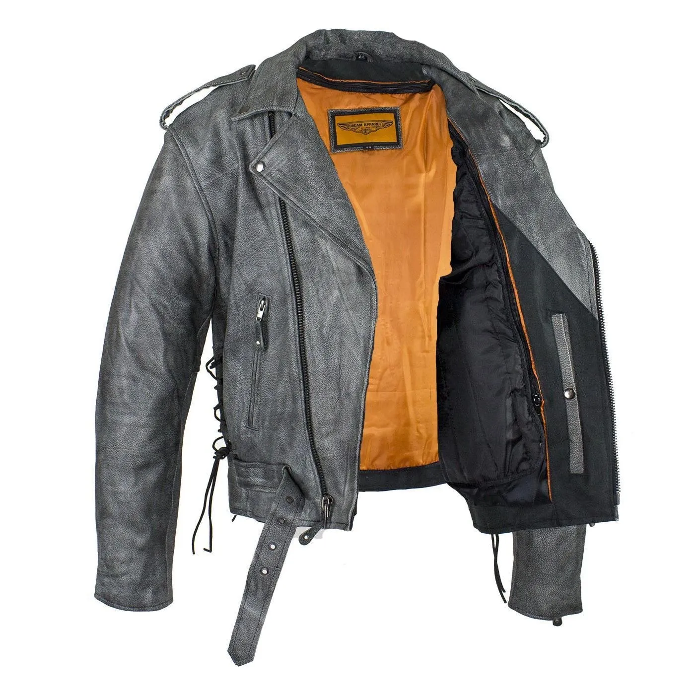 Men's Gray Motorcycle Jacket With Gun Pockets, MJ201-16-DL