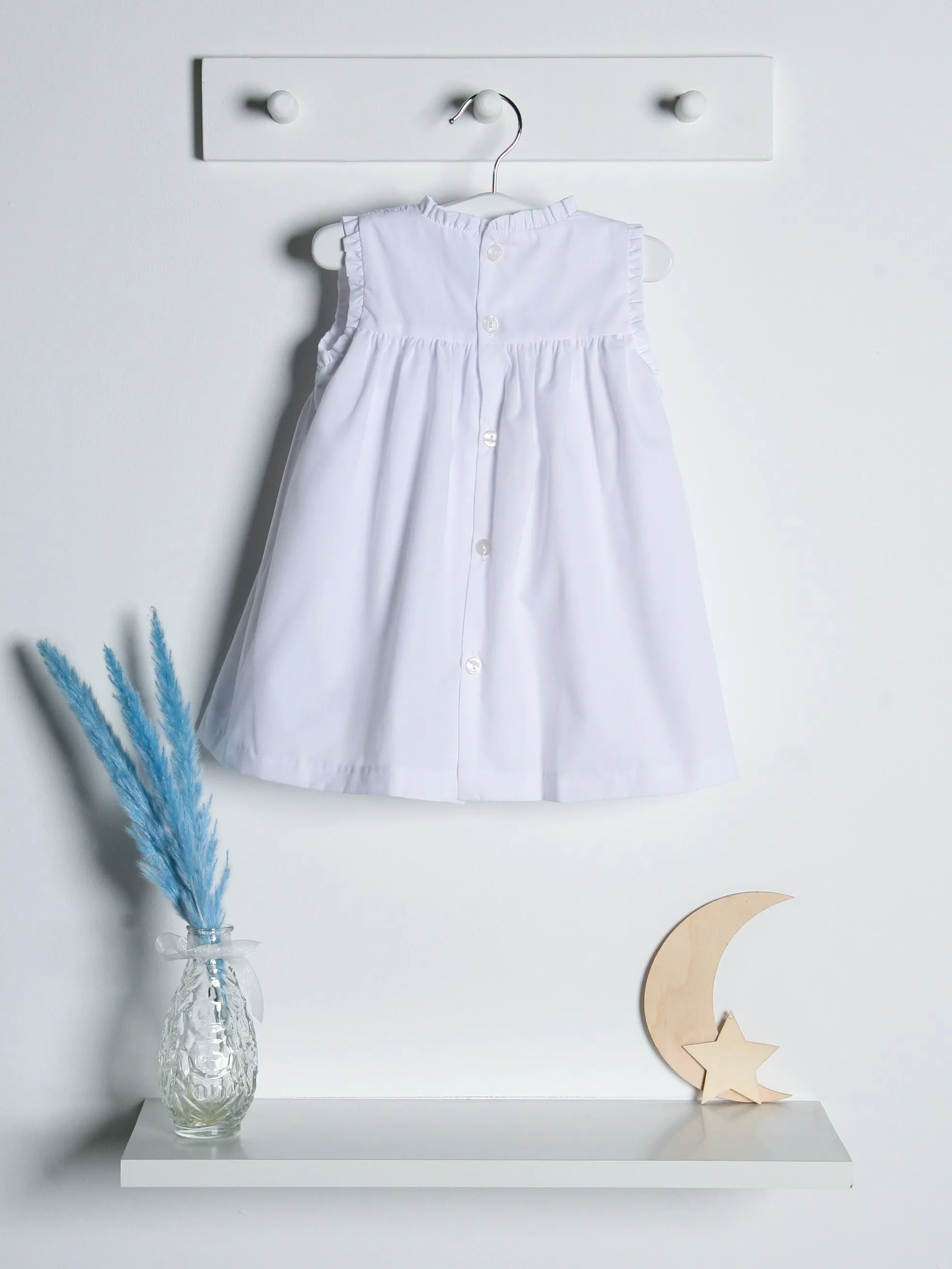 Sardon White & blue Smocked dress