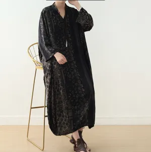 Silk Print Chiffon Loose Irregular Long Dresses Plus Size AMT962328