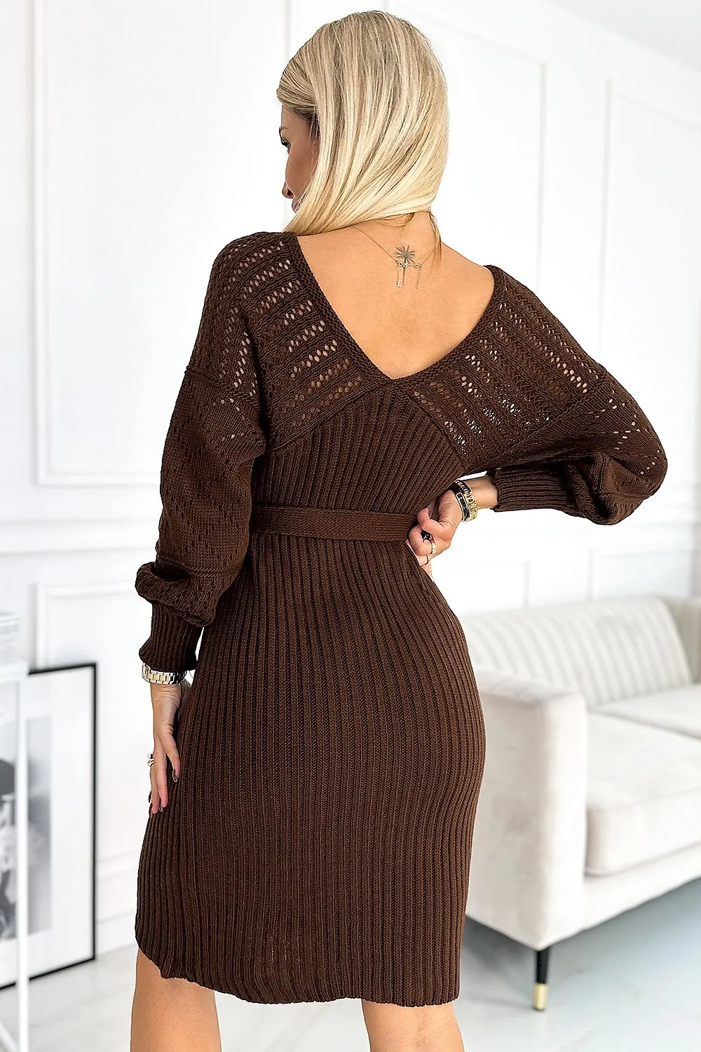 TEEK - Brown Mesh Top Daydress