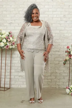 Women's Plus Size Casually Fitted Pants with a Shimmering Top