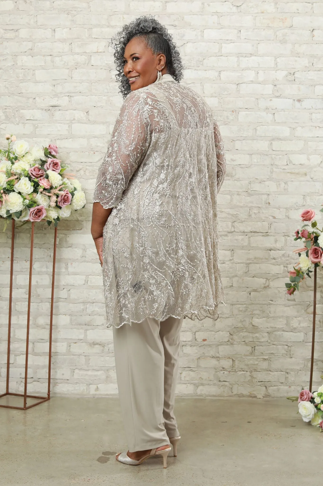 Women's Plus Size Casually Fitted Pants with a Shimmering Top